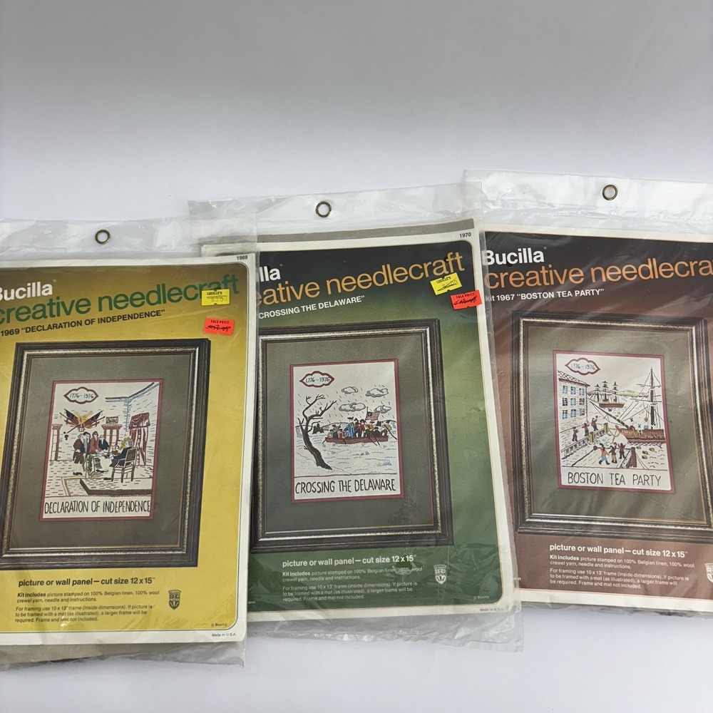 Bucilla Creative Needlecraft Kits (3) Boston Tea Party Declaration Of Indepence